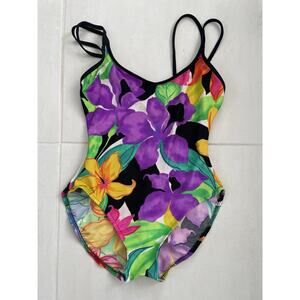 Cole of California Vintage Swim One Piece Swimsuit Floral Beach